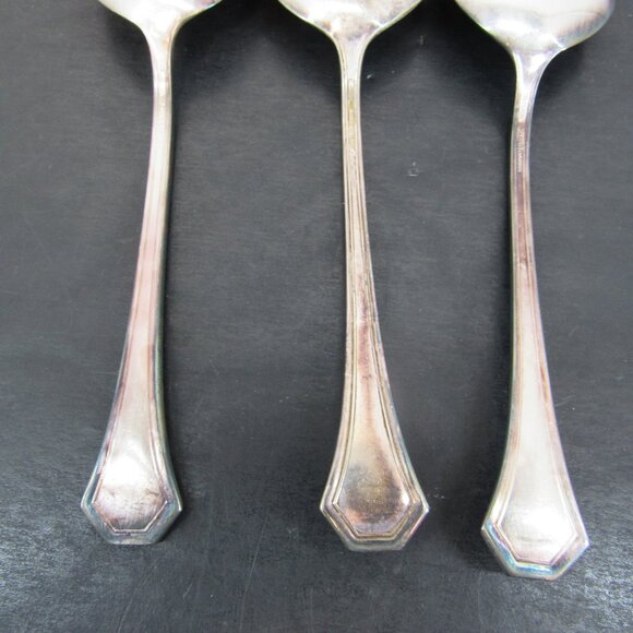 Reed & Barton Pompeian Greek Key & Scrollwork Design Soup Spoon Lot of 3 Vntg - Picture 5 of 8